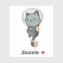 Niedliche Kawaii Astronautenkatze Aufkleber