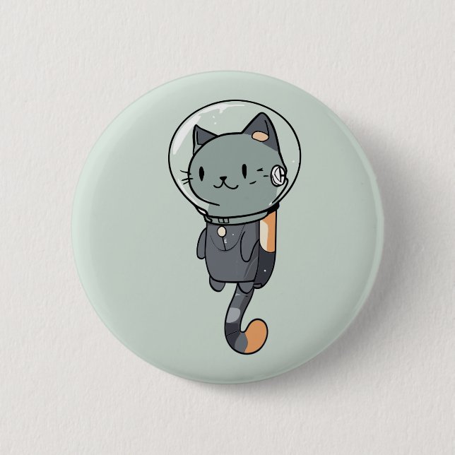 Niedliche Kawaii Astronautenkatze Button (Vorderseite)
