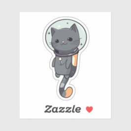 Niedliche Kawaii Astronautenschwarze Katze Aufkleber