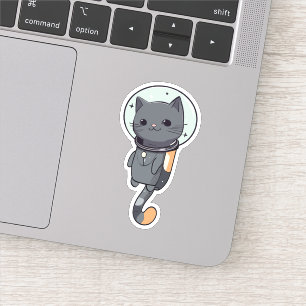 Niedliche Kawaii Astronautenschwarze Katze Aufkleber