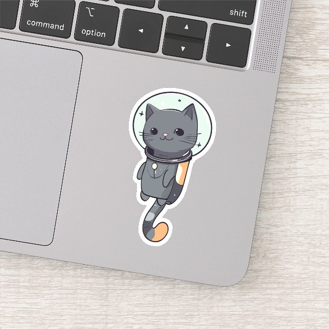 Niedliche Kawaii Astronautenschwarze Katze Aufkleber (Detail)