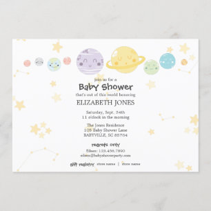 Niedliche Kawaii Astronomie-Baby-Dusche Einladung