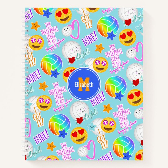 niedliche Kawaii-Aufkleber Muster I Liebe Volleyba Notizbuch (Vorderseite)