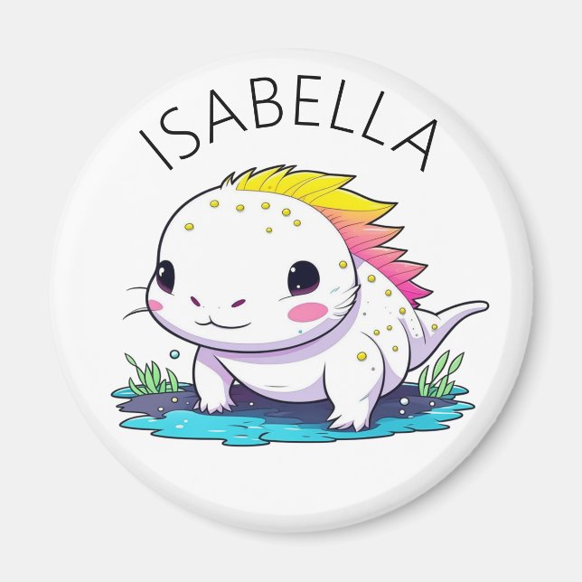 Niedliche Kawaii Axolotl Illustration Personalisie Magnet (Vorne)