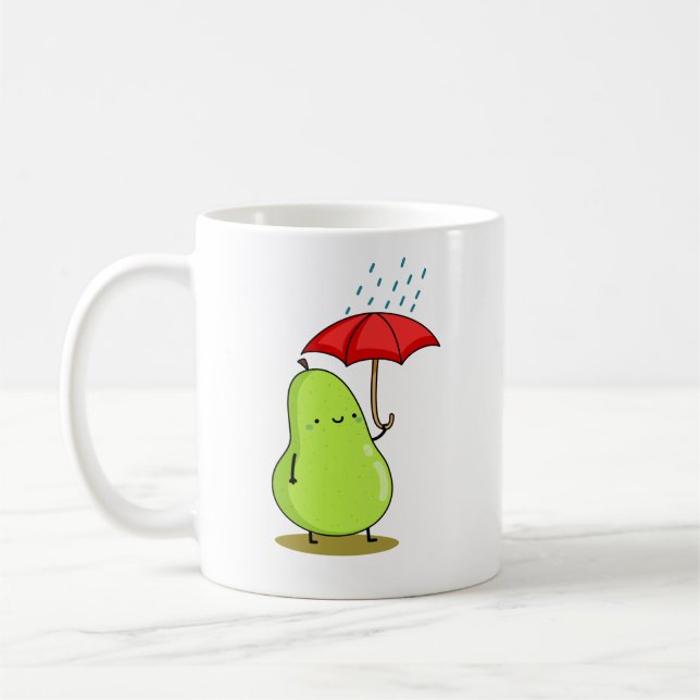 Niedliche Kawaii-Birne mit Schirm Kaffeetasse (Links)