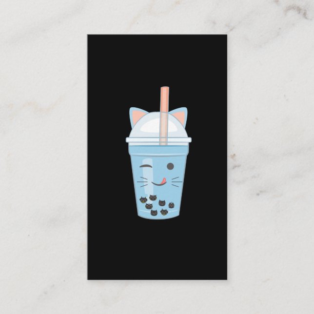 Niedliche Kawaii Blase Tee Boba Milk Teekatze Visitenkarte (Vorderseite)