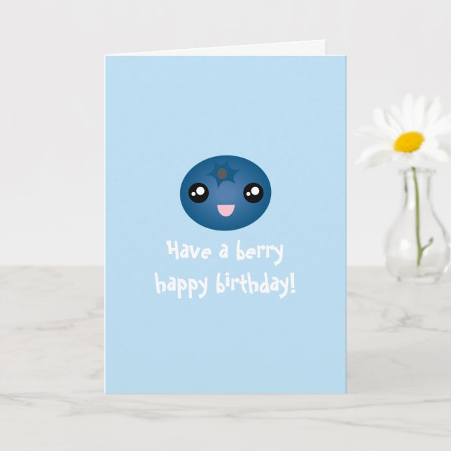 Niedliche Kawaii Blueberry Happy Birthday Karte (Kleine Pflanze)