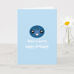 Niedliche Kawaii Blueberry Happy Birthday Karte