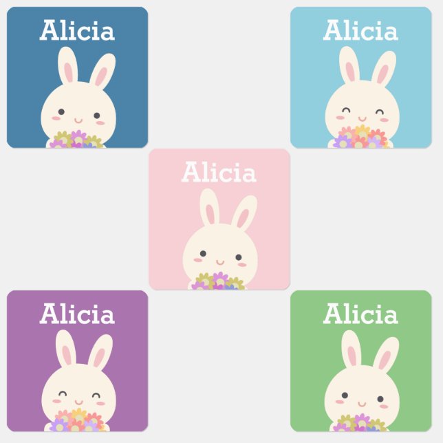 Niedliche Kawaii Bunny Rabbit und farbenfrohe Past Etiketten (Gruppe)