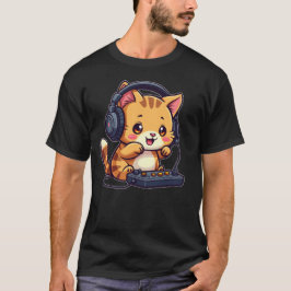 Niedliche Kawaii Cat Playing Video Games - Adorabl T-Shirt
