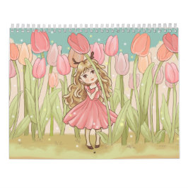 Niedliche Kawaii chibi Girls Kalender