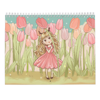 Niedliche Kawaii chibi Girls Kalender
