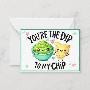 Niedliche Kawaii-Chips und Dip Mitteilungskarte