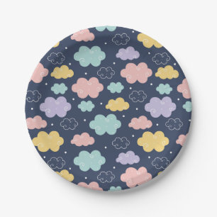Niedliche Kawaii Cloud Pattern Papier Teller