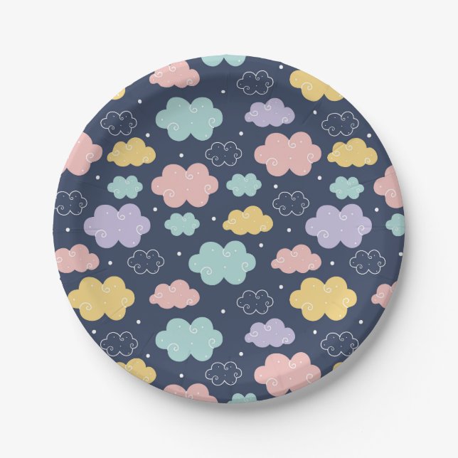 Niedliche Kawaii Cloud Pattern Papier Teller (Vorderseite)