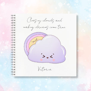Niedliche Kawaii Cloud und Regenbogen Notizbuch