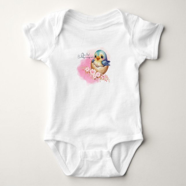 Niedliche Kawaii Egg Bird Elegante Floral Baby Dus Baby Strampler (Vorderseite)