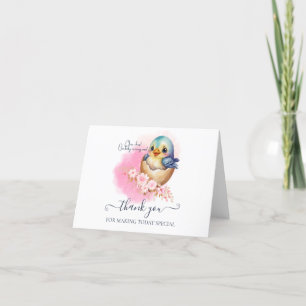 Niedliche Kawaii Egg Bird Elegante Floral Baby Dus Dankeskarte