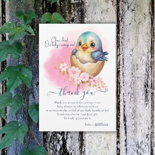 Niedliche Kawaii Egg Bird Elegante Floral Baby Dus Dankeskarte