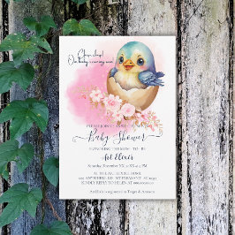 Niedliche Kawaii Egg Bird Elegante Floral Baby Dus Einladung