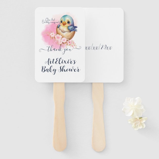 Niedliche Kawaii Egg Bird Elegante Floral Baby Dus Fächer (Vorne und Hinten)