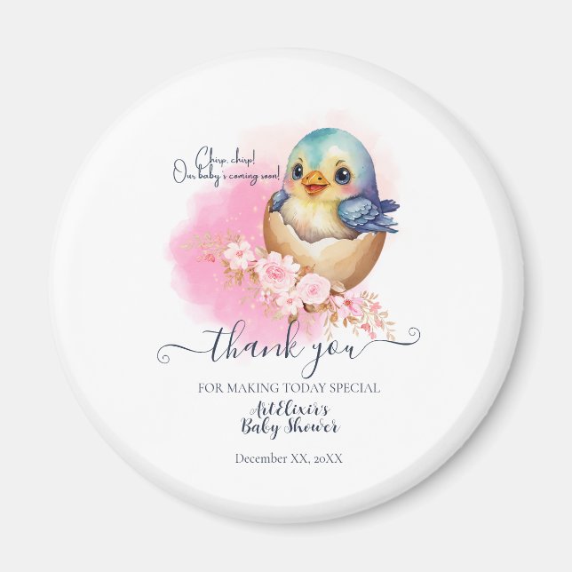 Niedliche Kawaii Egg Bird Elegante Floral Baby Dus Magnet (Vorne)
