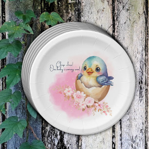 Niedliche Kawaii Egg Bird Elegante Floral Baby Dus Pappteller
