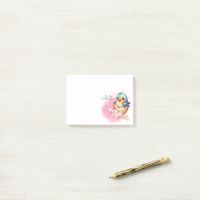 Niedliche Kawaii Egg Bird Elegante Floral Baby Dus Post-it Klebezettel (Auf Schreibtisch)