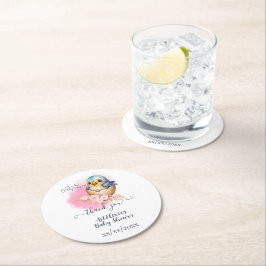 Niedliche Kawaii Egg Bird Elegante Floral Baby Dus Runder Pappuntersetzer