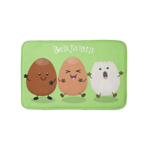 Niedliche Kawaii-Eier — lustige Cartoon-Illustrati Badematte