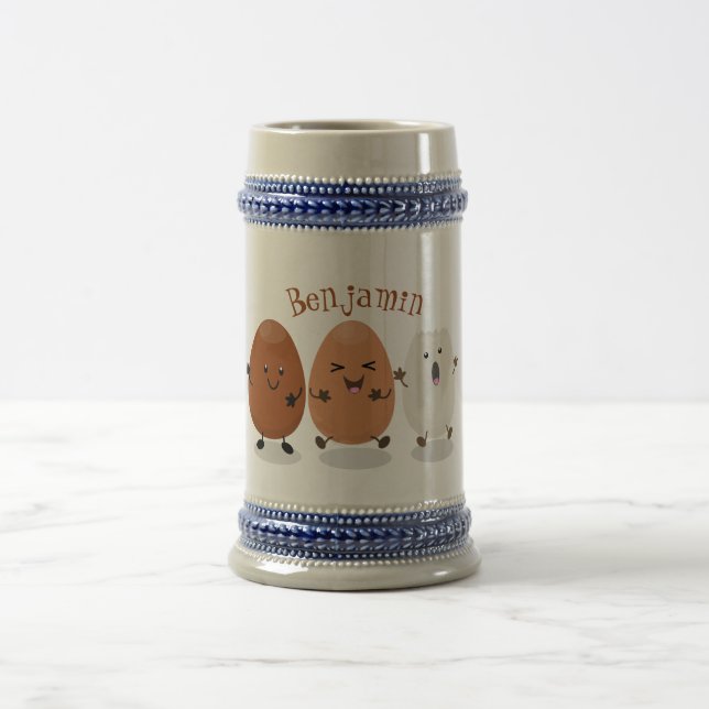 Niedliche Kawaii-Eier — lustige Cartoon-Illustrati Bierglas (Mittel)