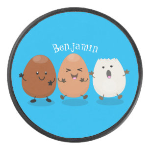 Niedliche Kawaii-Eier — lustige Cartoon-Illustrati Eishockey Puck
