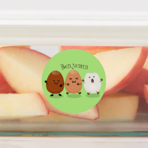 Niedliche Kawaii-Eier — lustige Cartoon-Illustrati Etiketten
