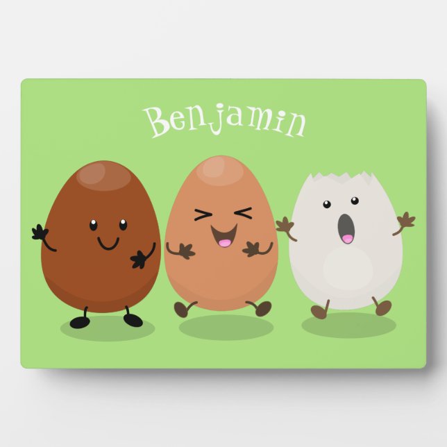 Niedliche Kawaii-Eier — lustige Cartoon-Illustrati Fotoplatte (Vorderseite)