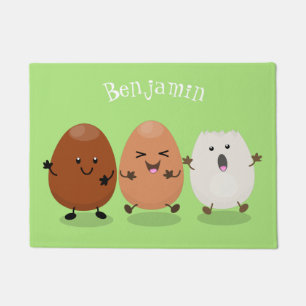 Niedliche Kawaii-Eier — lustige Cartoon-Illustrati Fußmatte