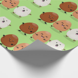 Niedliche Kawaii-Eier — lustige Cartoon-Illustrati Geschenkpapier