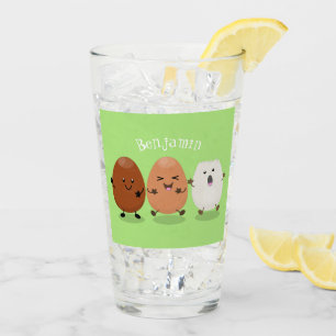 Niedliche Kawaii-Eier — lustige Cartoon-Illustrati Glas