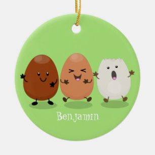 Niedliche Kawaii-Eier — lustige Cartoon-Illustrati Keramik Ornament