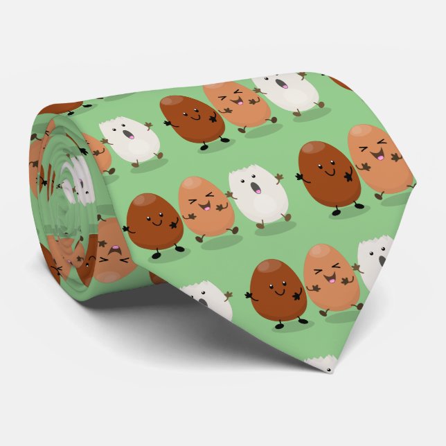 Niedliche Kawaii-Eier — lustige Cartoon-Illustrati Krawatte (Gerollt)