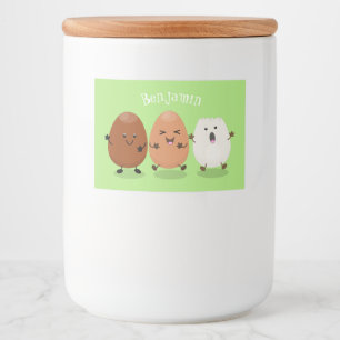 Niedliche Kawaii-Eier — lustige Cartoon-Illustrati Lebensmitteletikett