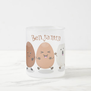 Niedliche Kawaii-Eier — lustige Cartoon-Illustrati Mattglastasse