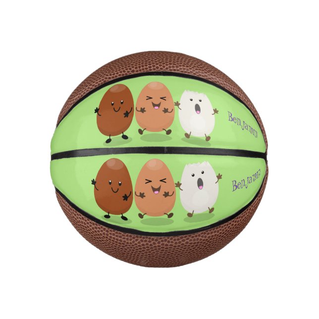 Niedliche Kawaii-Eier — lustige Cartoon-Illustrati Mini Basketball (Vorderseite)