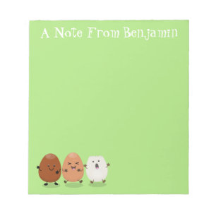 Niedliche Kawaii-Eier — lustige Cartoon-Illustrati Notizblock