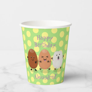 Niedliche Kawaii-Eier — lustige Cartoon-Illustrati Pappbecher