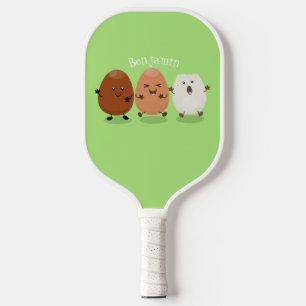 Niedliche Kawaii-Eier — lustige Cartoon-Illustrati Pickleball Schläger
