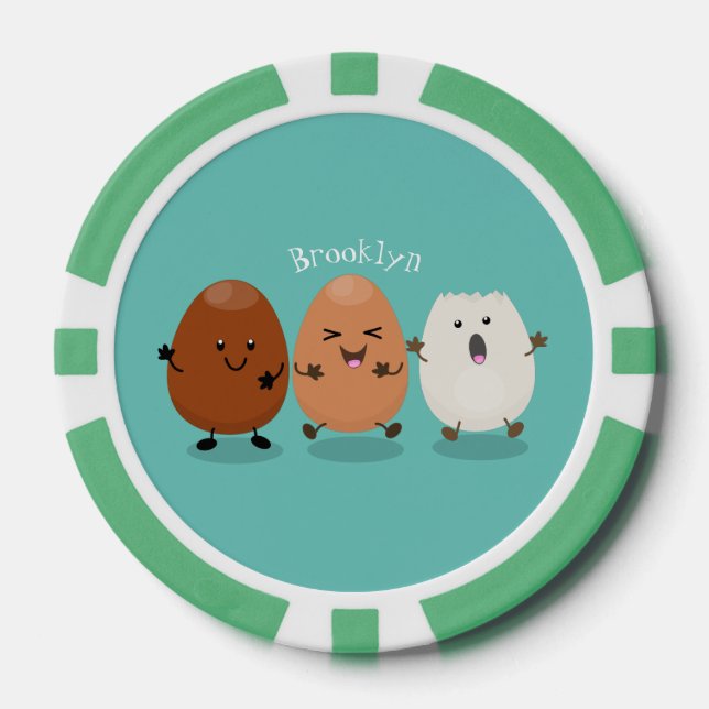 Niedliche Kawaii-Eier — lustige Cartoon-Illustrati Pokerchips (Vorderseite)
