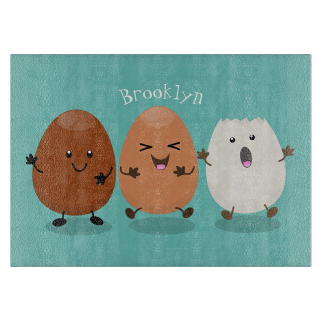 Niedliche Kawaii-Eier — lustige Cartoon-Illustrati Schneidebrett (Vorderseite)