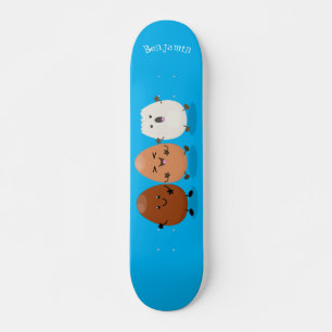 Niedliche Kawaii-Eier — lustige Cartoon-Illustrati Skateboard