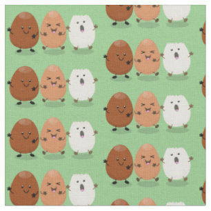 Niedliche Kawaii-Eier — lustige Cartoon-Illustrati Stoff