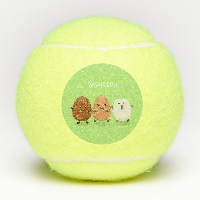 Niedliche Kawaii-Eier — lustige Cartoon-Illustrati Tennisbälle (Vorderseite)